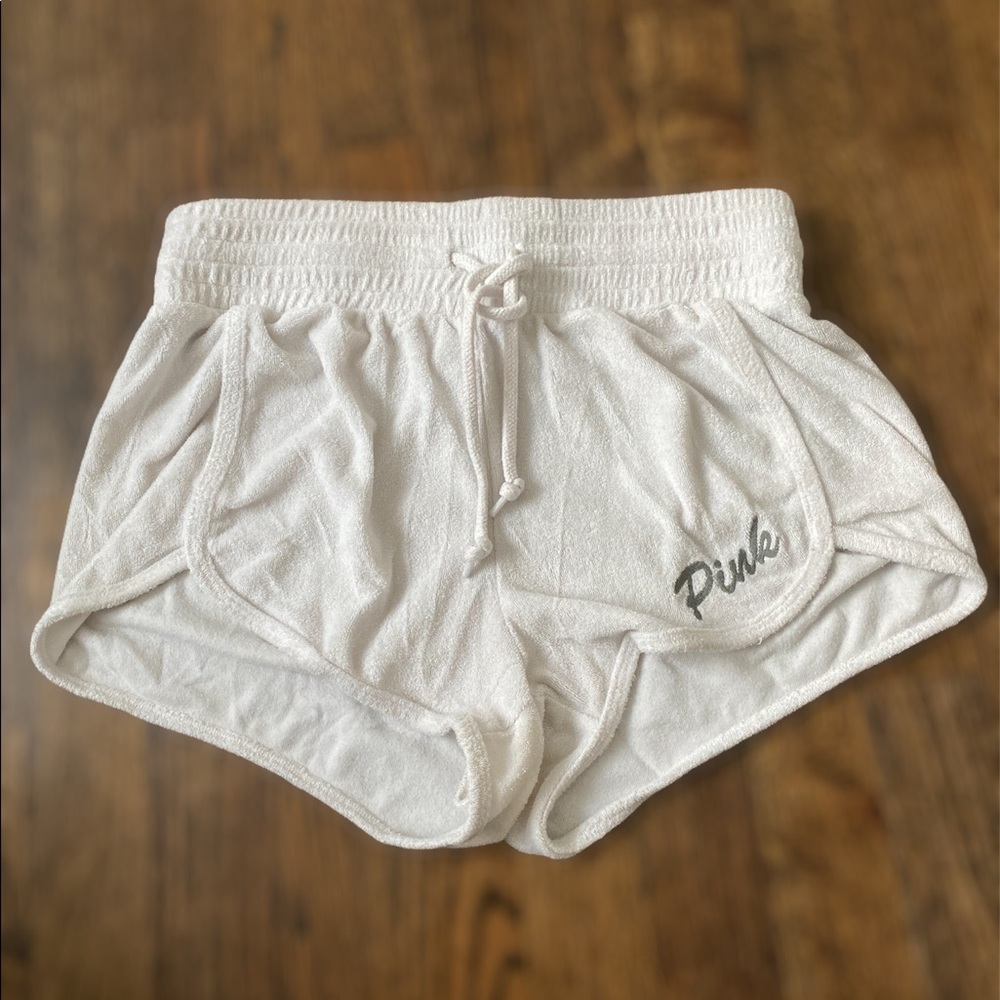 PINK XS White Terry Shorts